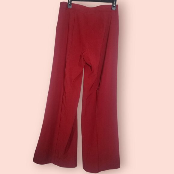Moda international Red high waisted paper bag flare wide leg dress pants size 10 - Picture 3 of 12